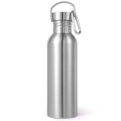 Volhoply 26oz Uninsulated Single Walled Water Bottle, Stainless Steel Reusable Water Bottles with Handle & Carabiner, BPA Free Wide Mouth Water Bottles for Gym Sports Camping(Silver,1)