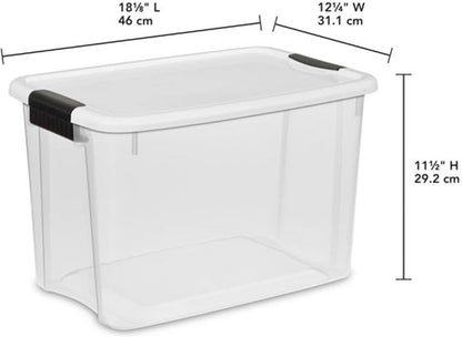 Sterilite 12-Pack Ultra Latching Storage Bins - Clear Plastic 30 Quart Organizing Containers for Home & Office