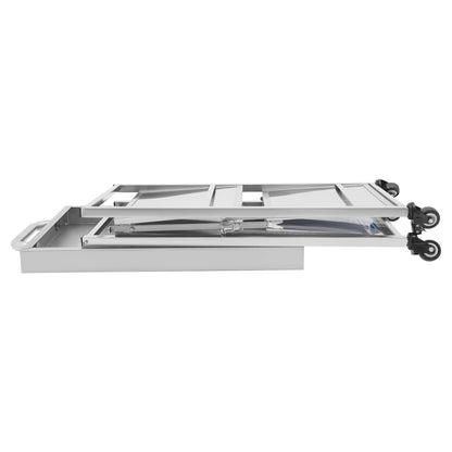 DHccPOLve 3 Tier Stainless Steel Kitchen Trolley Cart Foldable Utility Serving Storage Rolling Car Shelf (25.75 * 20 * 36inch Silver)