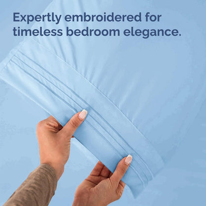 Queen Pillow Cases by [Brand Name] - Ultra Soft Hotel Quality - Wrinkle Free & Fade Resistant - Light Blue, Set of 2