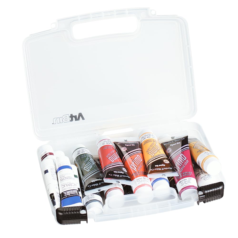 ArtBin 6977AB 12 inch Quick View Deep Base Carrying Case, Portable Art & Craft Organizer with Handle, [1] Plastic Storage Case, Translucent