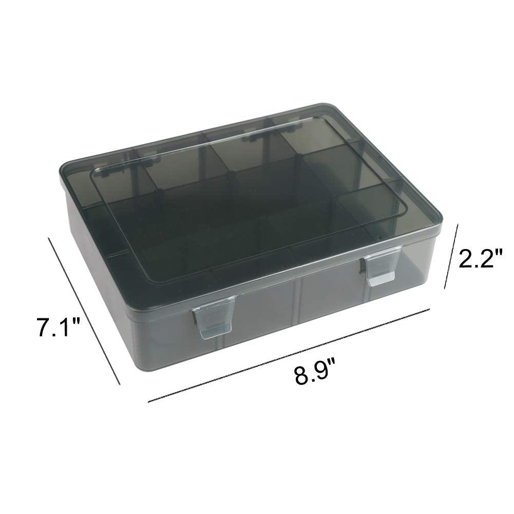 Vidifor 12 Girds Large Plastic Craft Storage Containers, Compartment Storage Container, Parts Storage Box with Adjustable Dividers for Sewing Arts, Washi Tape Batteries Electronics Parts and more