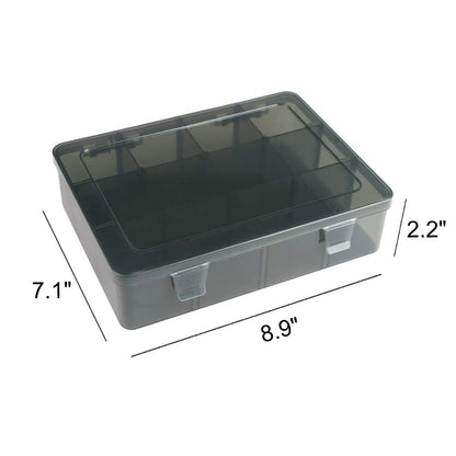 Vidifor 12 Girds Large Plastic Craft Storage Containers, Compartment Storage Container, Parts Storage Box with Adjustable Dividers for Sewing Arts, Washi Tape Batteries Electronics Parts and more
