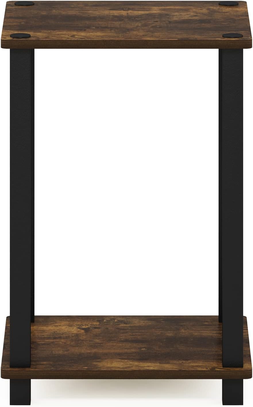 1-Tier Furinno Simplistic End Side Night Stand/Bedside Table with Plastic Poles, Amber Pine/Black