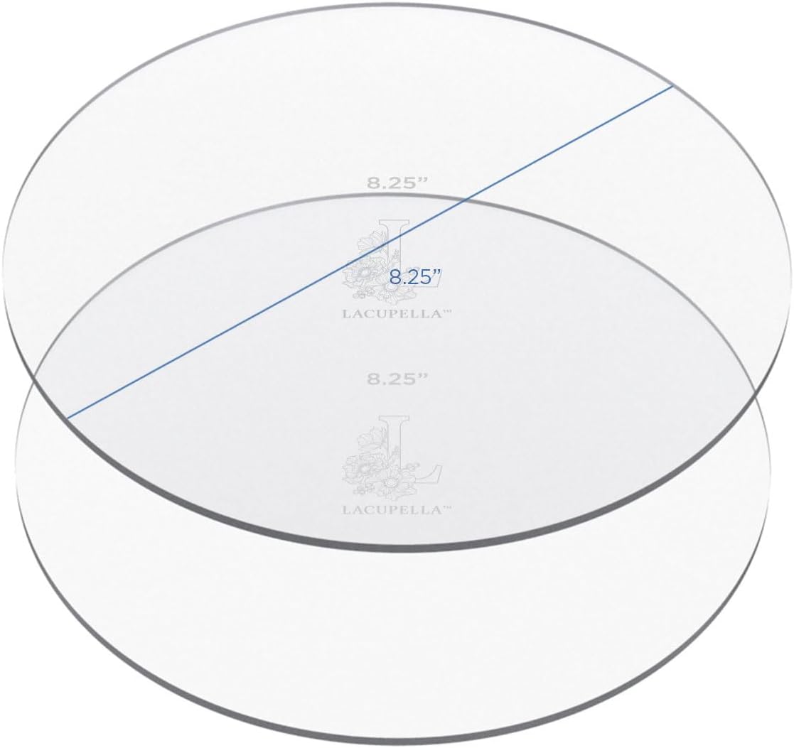 Cake Decorating Acrylic Disk for Buttercream Icing, Set of 2-3/16" Thickness (8.25" Set of 2)