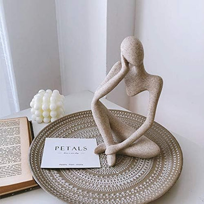Asng Sandstone Resin Thinker Style Abstract Sculpture Statue Collectible Figurines Home Office Bookshelf Desktop Decor