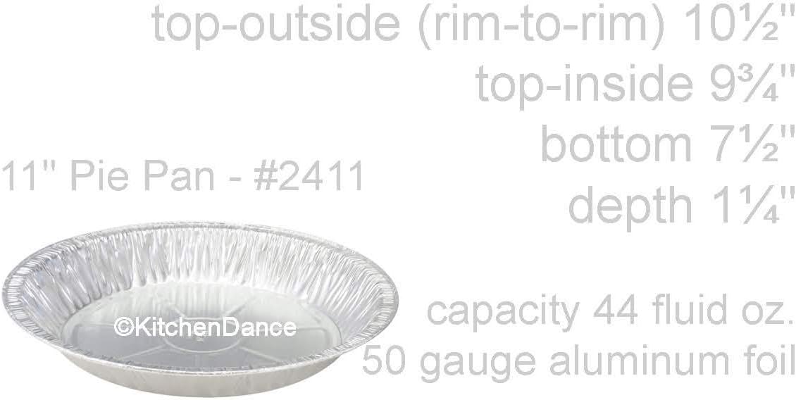 KitchenDance Disposable Aluminum Pie Pan - 11" Heavy Duty Nonstick Foil Pans for Baking and Cooking, 10 Pack