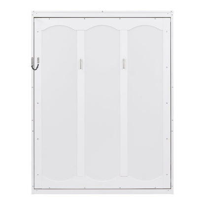 Jintop Queen Size Murphy Bed Wall Beds with Storage Shelves,Hide Away Bed Frame Easily Folds into Wood Cabinet,W/Mattress Holder,for Small Space,Guest Room,Apartment,White