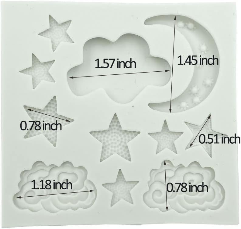 1Pc Star Moon Clouds Shaped Silicone Fondant Molds, Candy Chocolate Molds for DIY Cake Decorating Supplies