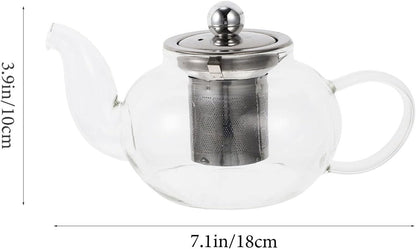 Hemoton Glass Teapot Stovetop Tea Kettle, Tea Dispenser with Infuser for Tea Coffee Drink 400ML