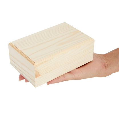 Bright Creations Wooden Boxes - 4 Pack, 5.5 x 3.5 x 2 in, Unfinished Pinewood - Wood Box with Hinged Magnetic Lid - DIY Crafts & Storage