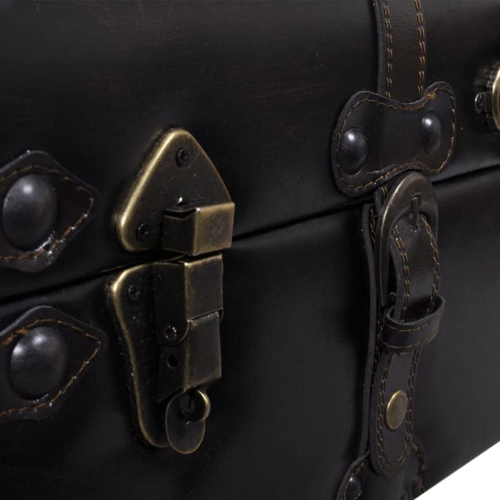 HPUYRFG Dark Brown Travel Trunk Storage Bench 43.7" with Faux Leather Seat and Wooden Frame