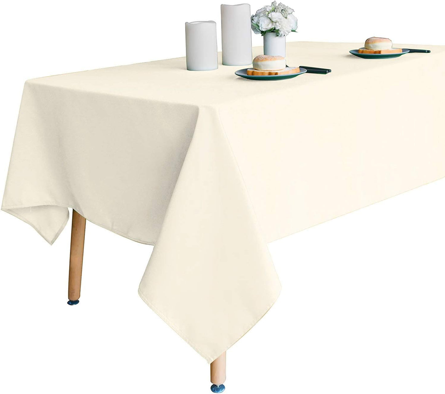210GSM (Ivory,60 60 Inch) Obstal Rectangle Table Cloth - Heavy Duty Water Proof Microfiber Tablecloth, Decorative