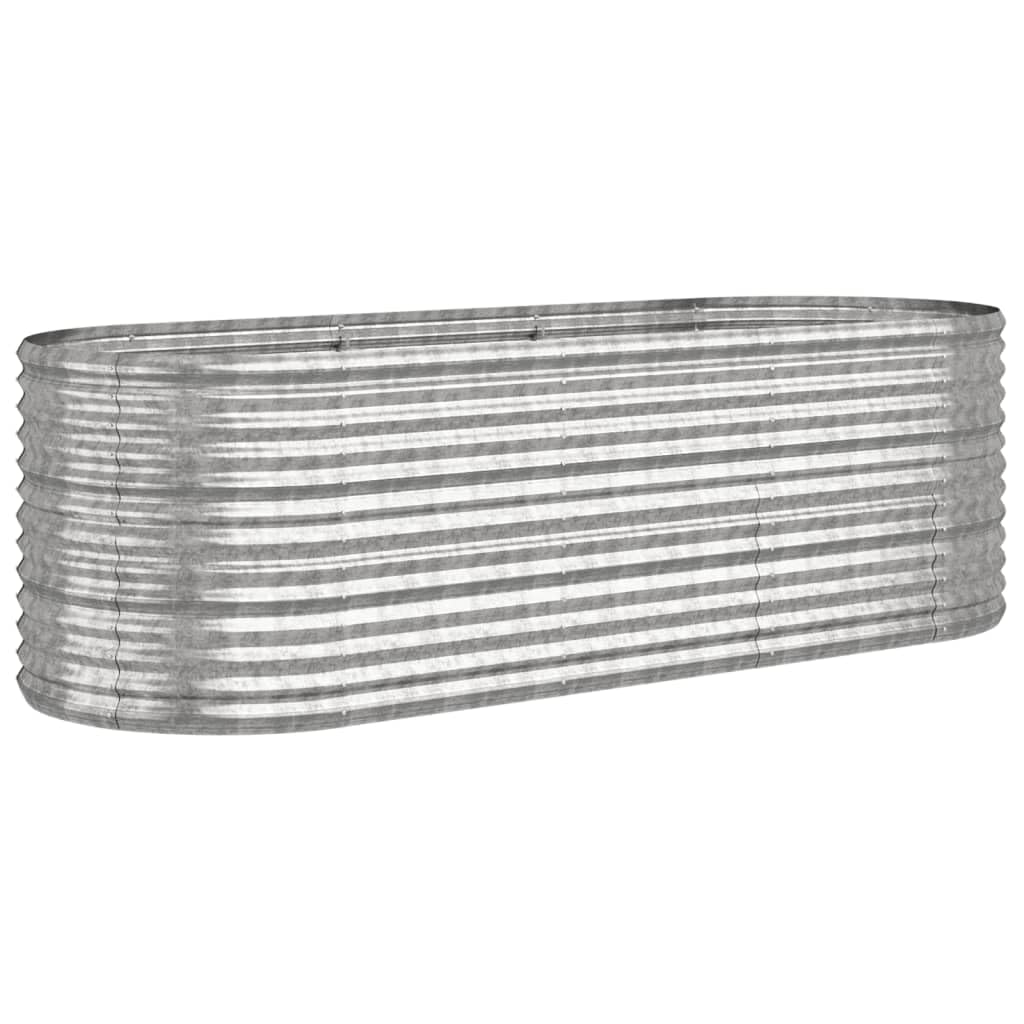 Foknhdi 88.2 x 31.5 x 26.8 in Large Oval Raised Garden Bed, Powder-Coated Steel Planter Box, Silver Modern Raised Planter for Patio Balcony Outdoor Vegetables Herbs Flowers
