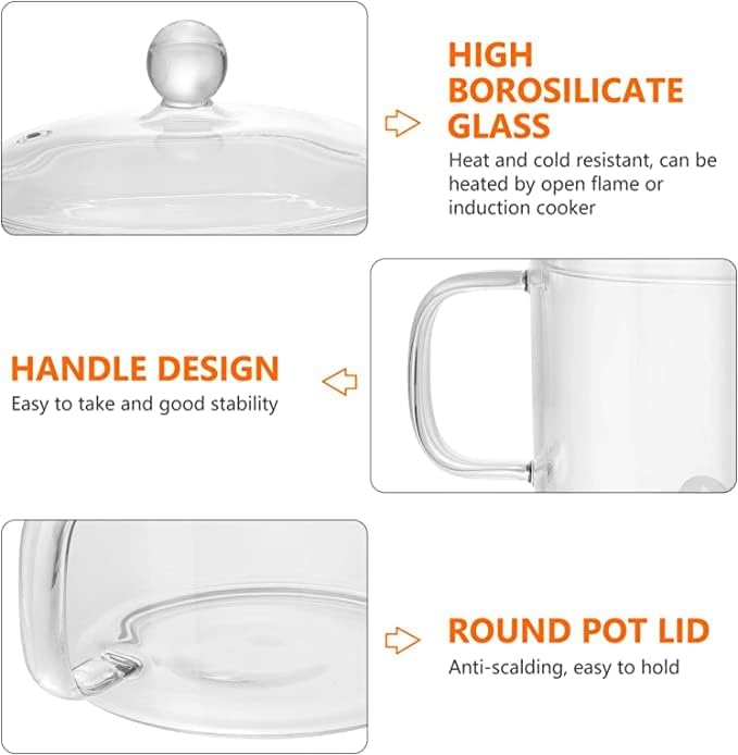 Glass Saucepan with Cover, Glass Cookware for Stove, Instant Noodles Pot, Clear Cooking Pot