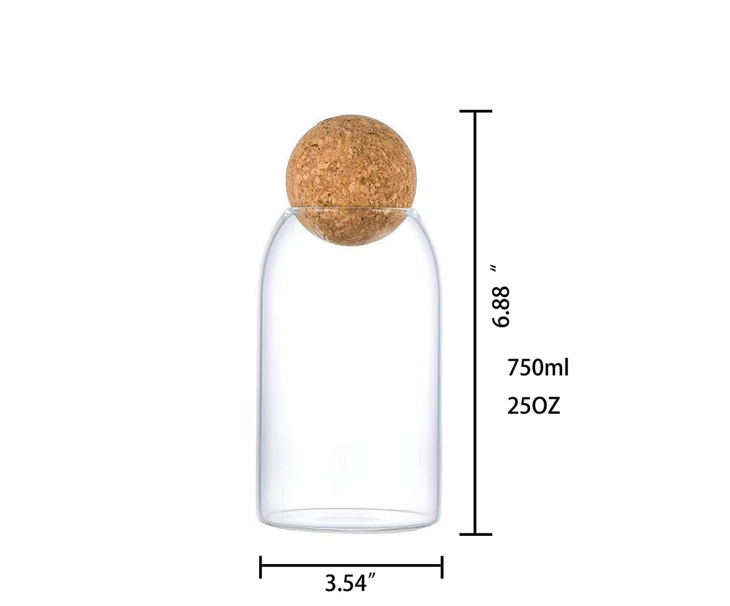 ZEGROA 750ML/25Oz Clear Glass Bottles, Glass Food Storage Containers with Airtight Round Cork, Decorative Sealed Jar Organizer Holder with Wooden Lid for Candy, Cookie, Nut, Spice, Tea, Coffee Bean