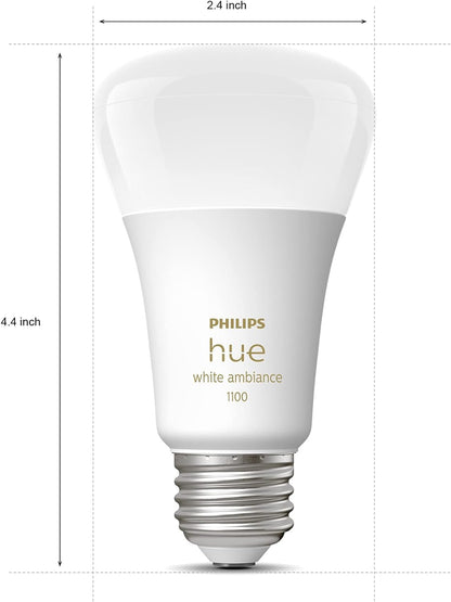 Philips Hue Smart 60W A19 LED Bulb - Soft Warm White Light - 4 Pack - 800LM - E26 - Indoor - Control with Hue App - Works with Alexa, Google Assistant and Apple Homekit