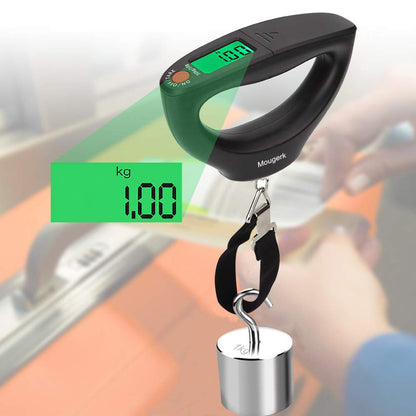 Mougerk 110lb 50kg Portable Digital Hanging Luggage Weight Scale Postal Scales, 2 AAA Batteries (Not Included) (Black)