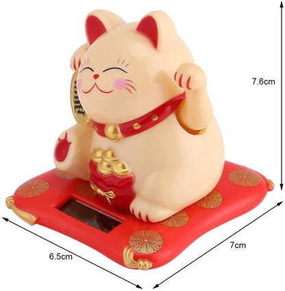 Acogedor Solar Waving Cat, Good Luck Lucky Welcoming Cat with Waving Arm for Car Home Office Decoration