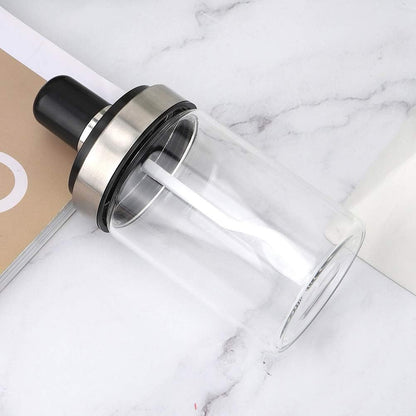 Glass Spice Jars, Transparent Seasoning Bottle Container with Visible Cover Spoon for Kitchen