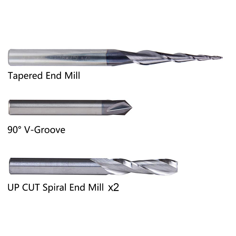 SpeTool CNC Router Bits Carving Set for Wood Profile V Groove Engraving Solid Carbide 1/4 Inch Shank