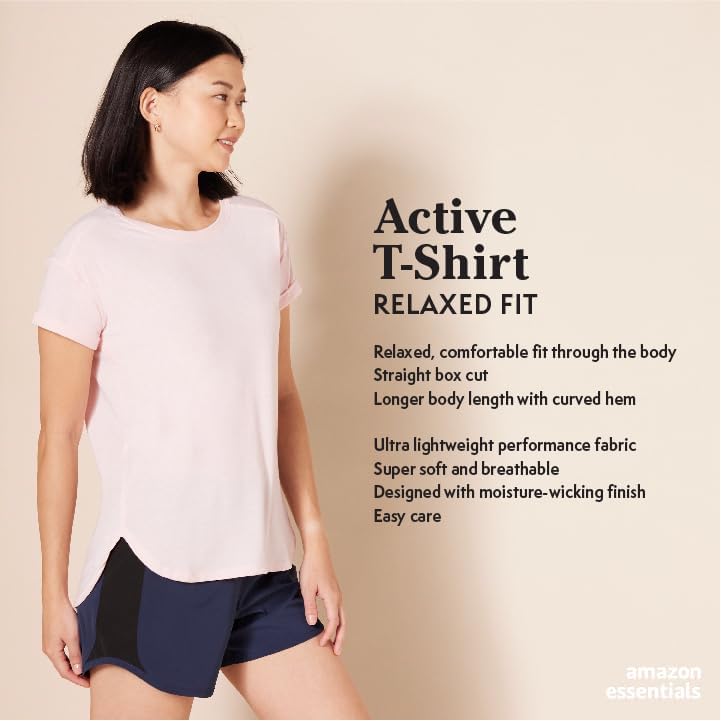 Amazon Essentials Women's Studio Relaxed-Fit Lightweight Crewneck T-Shirt (Available in Plus Size), Medium Grey Heather, Large