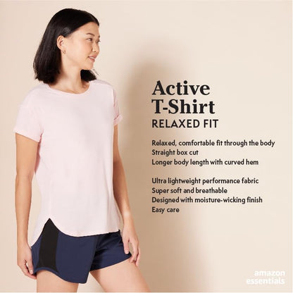 Amazon Essentials Women's Studio Relaxed-Fit Lightweight Crewneck T-Shirt (Available in Plus Size), Medium Grey Heather, Large