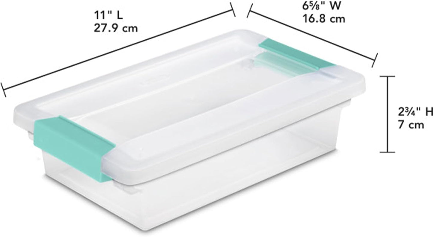 Sterilite 6-Pack Clip Box - Stackable Clear Plastic Bins with Latching Lids for Arts & Crafts Storage