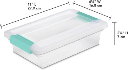 Sterilite 6-Pack Clip Box - Stackable Clear Plastic Bins with Latching Lids for Arts & Crafts Storage