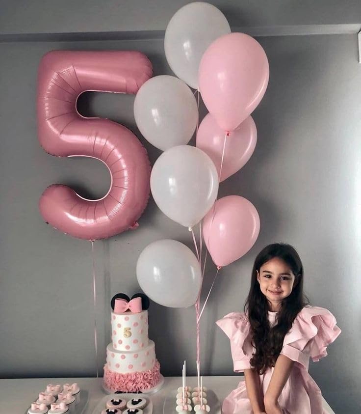 Pearlescent Pink Number 5 Balloon - 40 Inch 5th Birthday Decorations | Pastel Pink Party Supplies