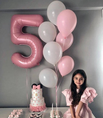 Pearlescent Pink Number 5 Balloon - 40 Inch 5th Birthday Decorations | Pastel Pink Party Supplies