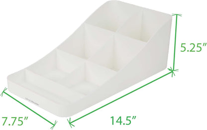 Mind Reader Coffee Condiment Storage Organizer, 7 Compartment for Cups, Lids, Sugars, Stirrers, White