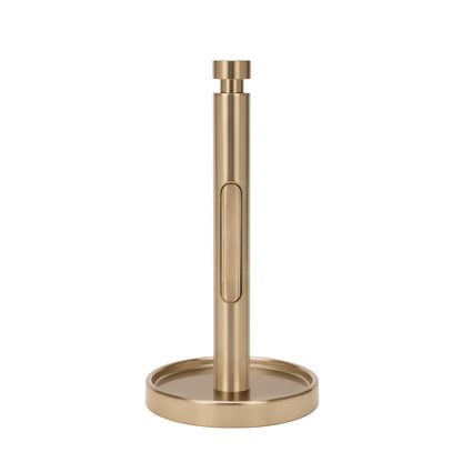 Ivilon Countertop Paper Towel Holder - Weighted Heavy Duty Steel Stand with Non-Slip Base for a Steady One-Handed One Sheet Tear - Fits All Rolls - Warm Gold