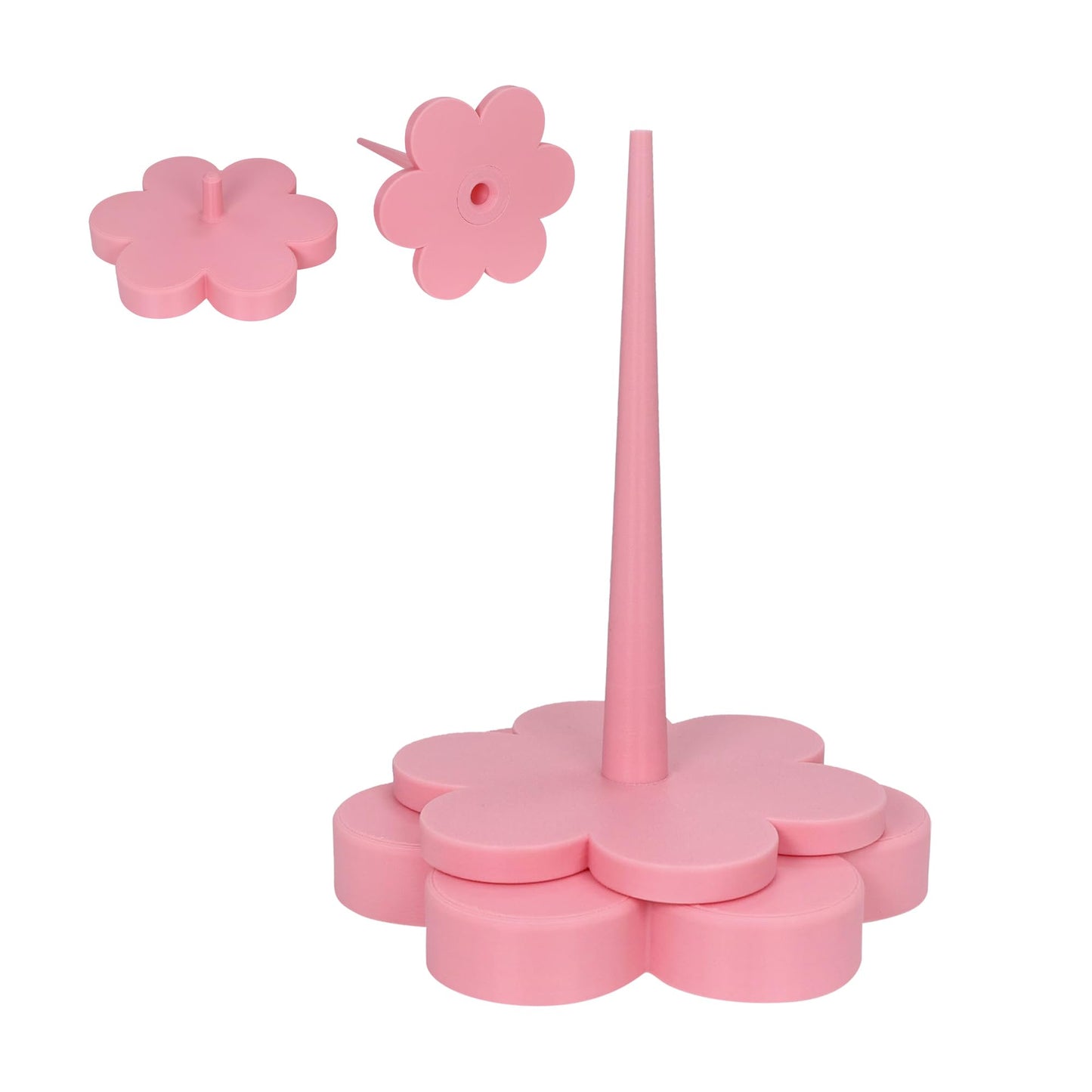 3D Printed Flower Yarn Holder for Crocheting & Knitting | Pink Yarn Spinner with Smooth Bearing | Tangle-Free Yarn Ball Dispenser Stand | Handmade Craft Gift for Women, Yarn Lovers