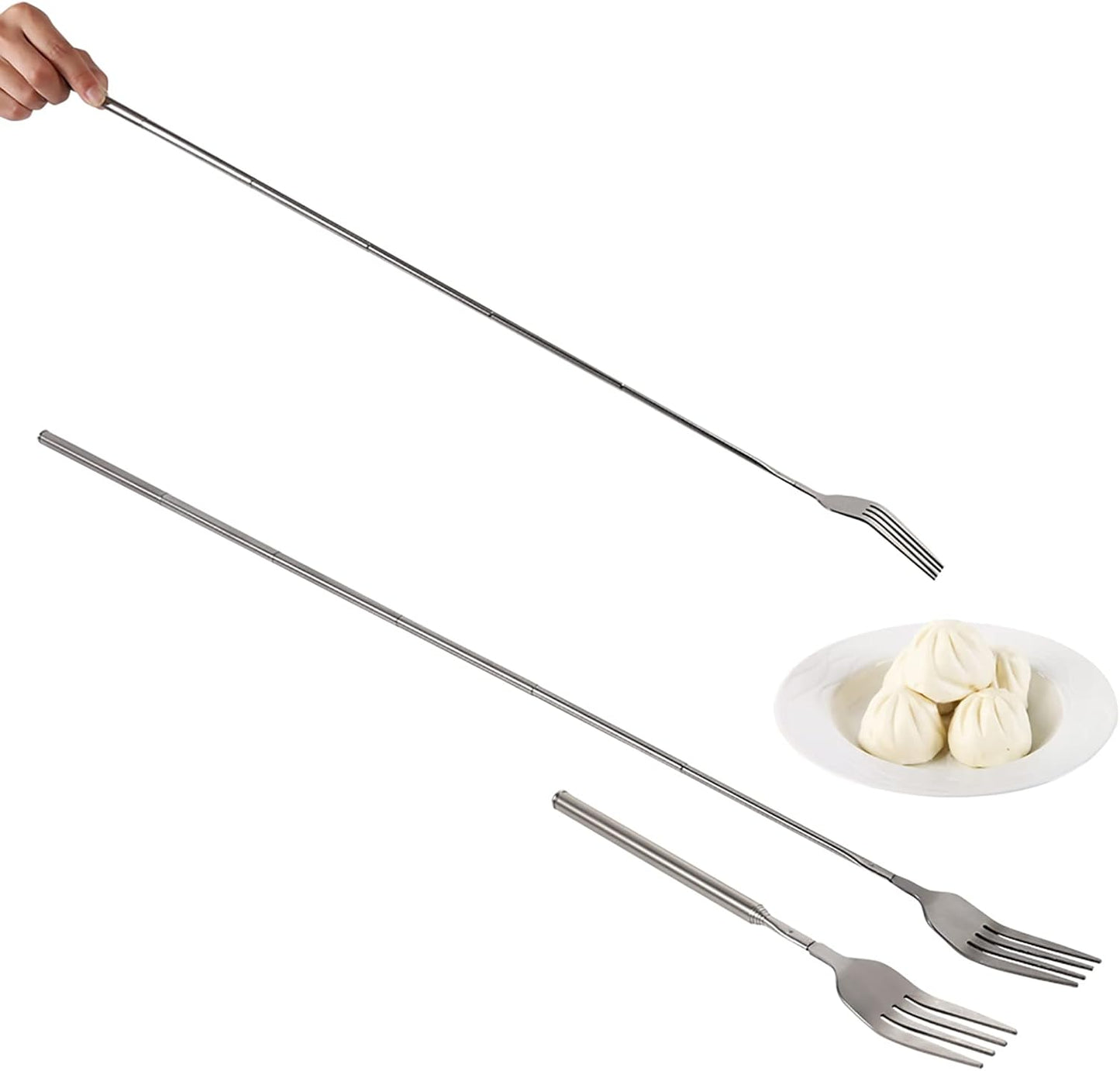 5Pcs Stainless Steel BBQ Telescopic Forks, 8.7-25.4 Inch Long Handle Cutlery for Barbecue, Toasting, Dinner