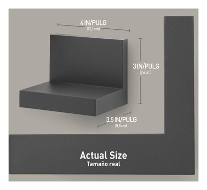 Command Display Ledges, Holds up to 2 lb, Slate, 2 Ledges with 8 Medium Command Strips, Damage Free Hanging Floating Shelf with Adhesive Strips, Personalize Living Room, Bedroom, Kids Room or Office