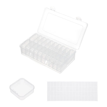 MECCANIXITY 20 Slots Diamond Art Storage Containers, Clear Plastic Diamond Art Painting Beads Organizer Case Accessories with Labels for Jewelry Nail Crafts Rhinestones 8.8x4.4x2.2inch