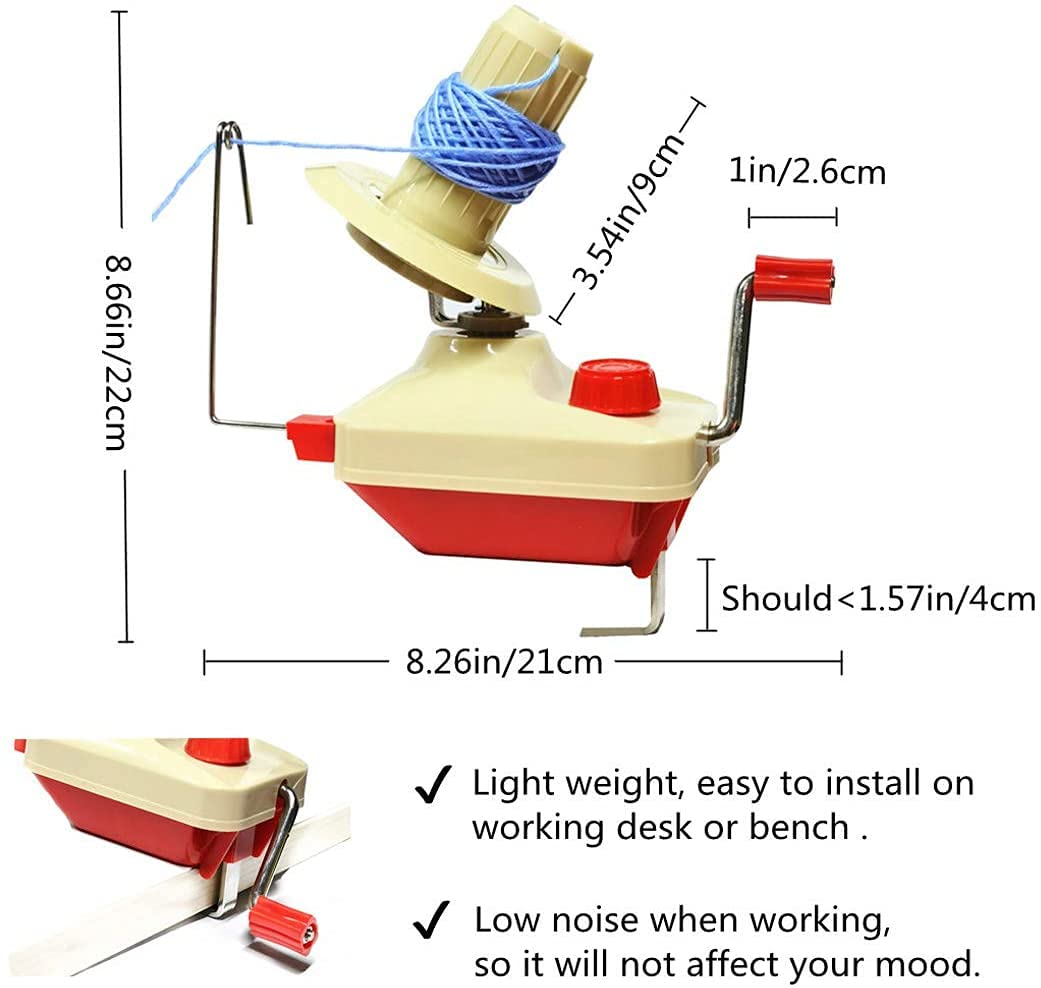 𝐘𝐚𝐫𝐧 𝐖𝐢𝐧𝐝𝐞𝐫 - Yarn Ball Winder Easy to Set Up and Use - Hand Operated Yarn Winder 3.5 Ounce Capacity +1 Set 4 Size pompom maker +20 PCS Needle Button Set + 1 PCS Scissors