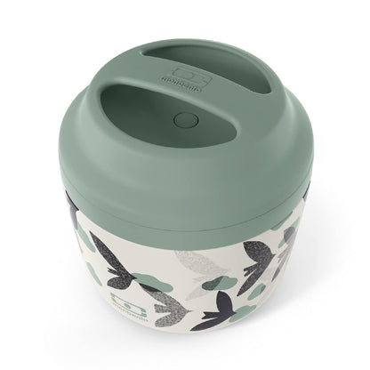 monbento - Insulated Lunch Box MB Element Ginkgo - Leakproof and Insulated Container Keeps Food Hot/Cold for Up to 10 Hours - Work Lunch Packing - BPA Free - Food Grade Safe - Japanese Pattern - Blue
