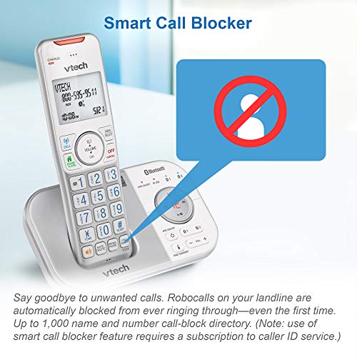 VTech VS112-4 Bluetooth 4 Handset Cordless Phone for Home with Answering Machine, Call Blocking, Caller ID, Intercom and Connect to Cell