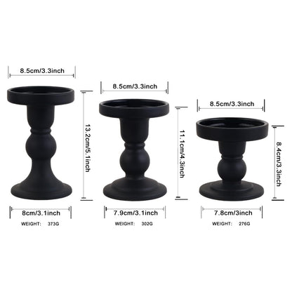 BTGLLAS 6-Piece Set of Black Glass Candlestick, Crystal Candlestick Holder Holder and Conical Candle, Christmas Candle Holder Decoration, Family Living Room Wedding Candle Holder (black2sets)