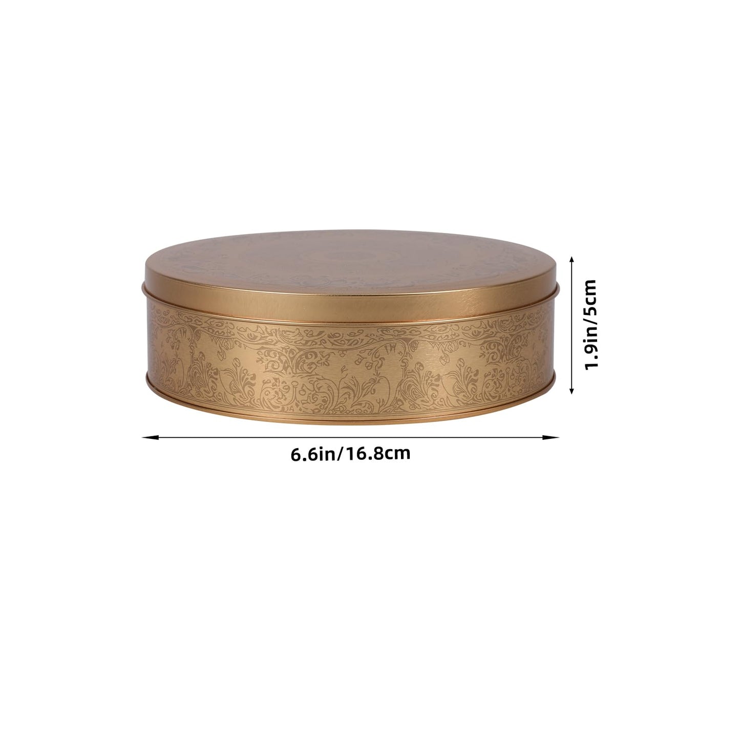 Amosfun Cookie Tin with Lid - 6.6 Inch Round Tinplate Treat Boxes Decorative Cake Pan Candy Snack Chocolate Patisseries Storage Container