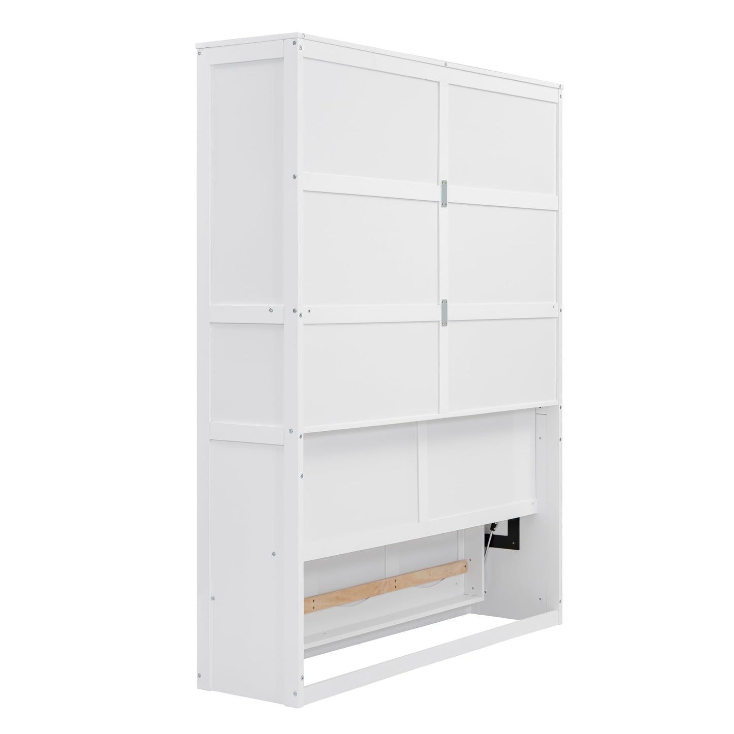 Jintop Queen Size Murphy Bed Wall Beds with Storage Shelves,Hide Away Bed Frame Easily Folds into Wood Cabinet,W/Mattress Holder,for Small Space,Guest Room,Apartment,White