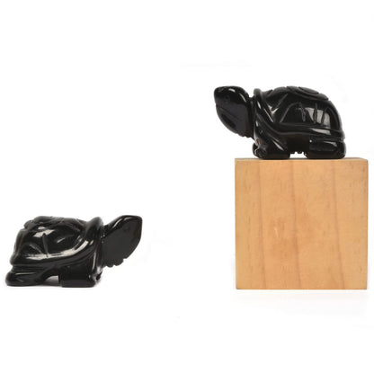 Justinstones Black Obsidian Healing Crystal Guardian Turtle Tortoise Pocket Stone Figurines Carved Gemstone Crafts Home Decor 2 inch