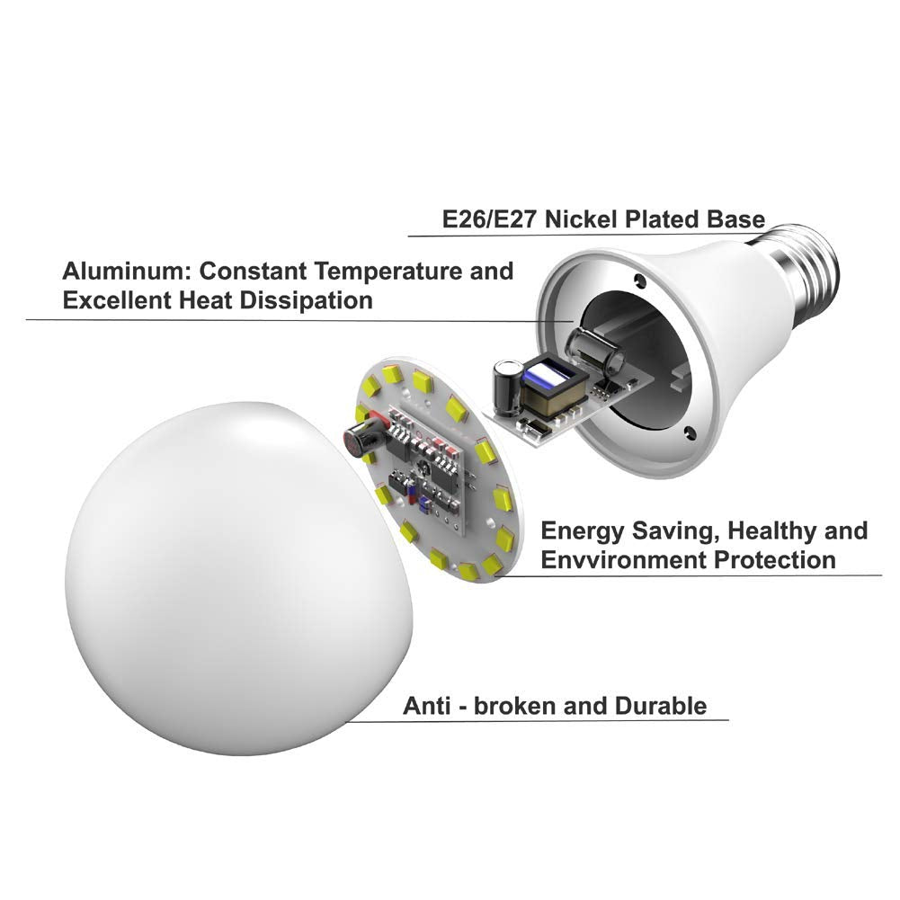 Sensor Lights Bulb Dusk to Dawn LED Light Bulbs Smart Lighting Lamp 7W E26/E27 Automatic On/Off, Indoor/Outdoor Yard Porch Patio Garage Garden (Warm White, 2 Pack)