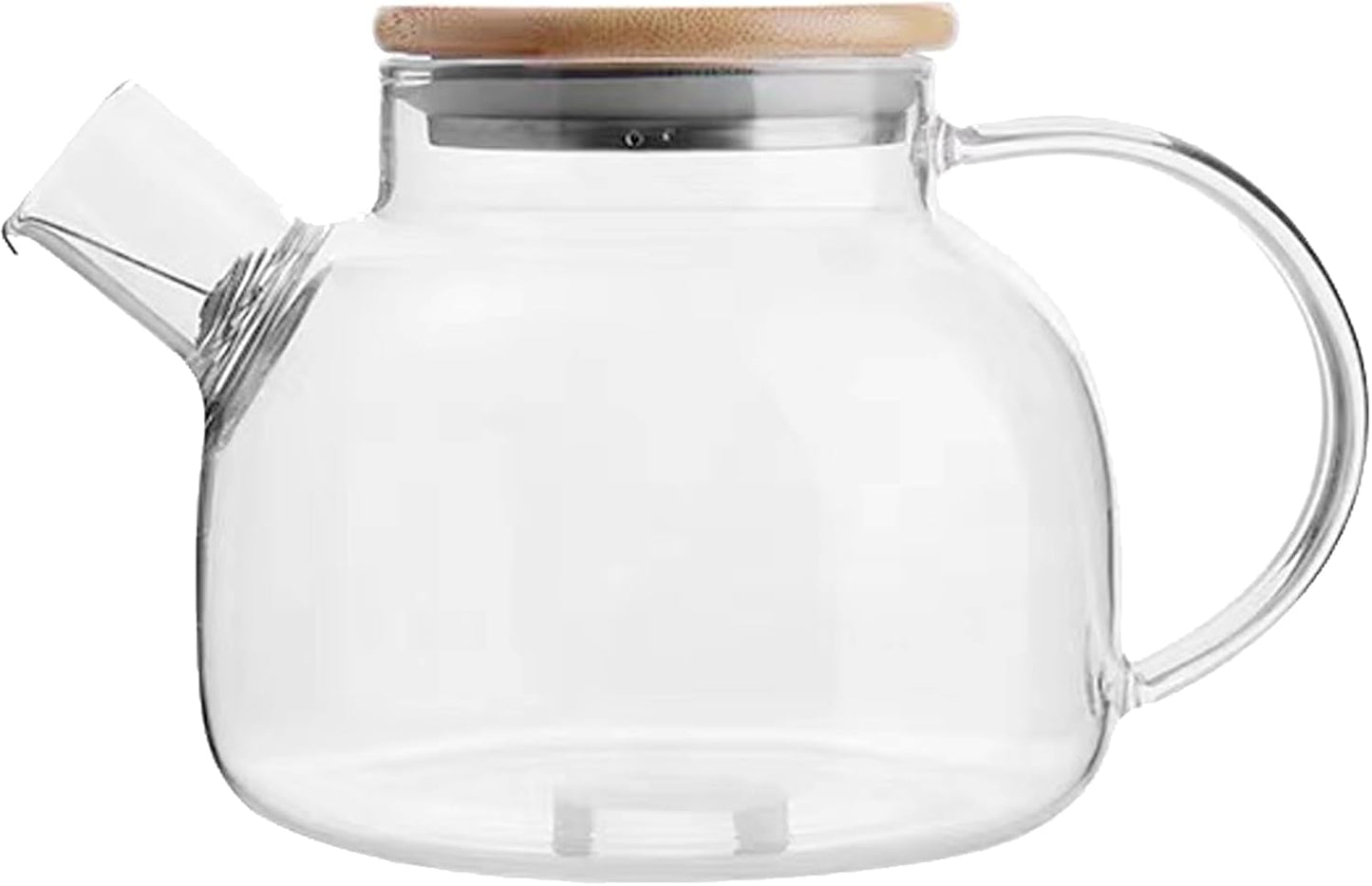 Glass Teapot Stovetop 34 OZ/1000ml, Borosilicate Clear Kettle with Bamboo Lid, Removable Stainless Steel Infuser