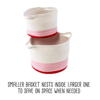 Honey-Can-Do Nesting Cotton Rope Storage Basket Set, Red Ombré STO-09319 White