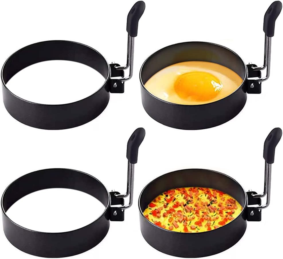 Yevior 4 Pack Egg Rings, Round Egg Cooker Rings for Frying, Shaping Cooking Eggs, Kitchen Gadgets
