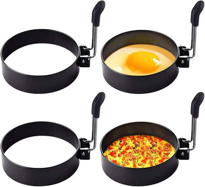 Yevior 4 Pack Egg Rings, Round Egg Cooker Rings for Frying, Shaping Cooking Eggs, Kitchen Gadgets