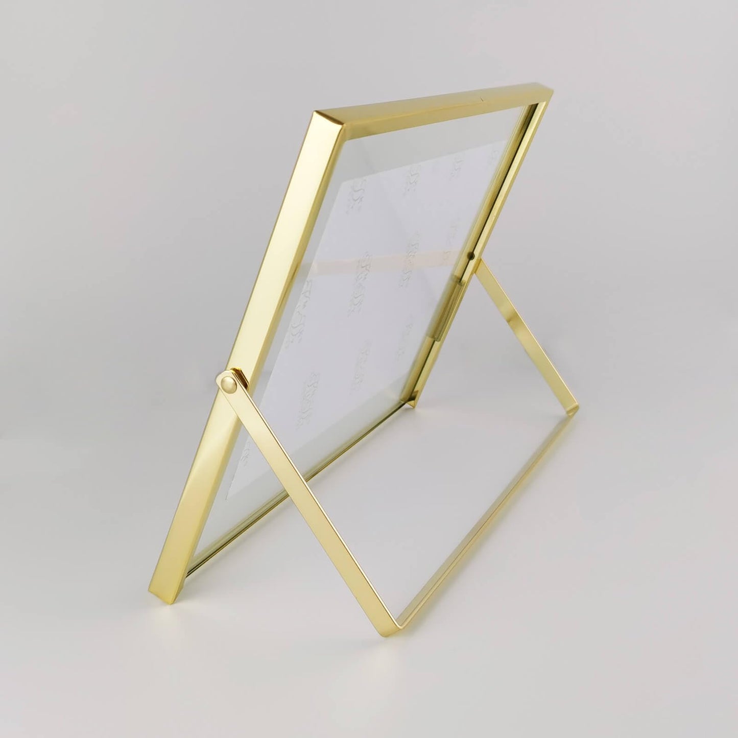 CROXXID 8x10 Floating Picture Frames Set of 2, Made of Metal and Double Real Glass, for Photo Size up to 10x12, Tabletop Display Home or Wedding Decoration (Horizontal Gold)